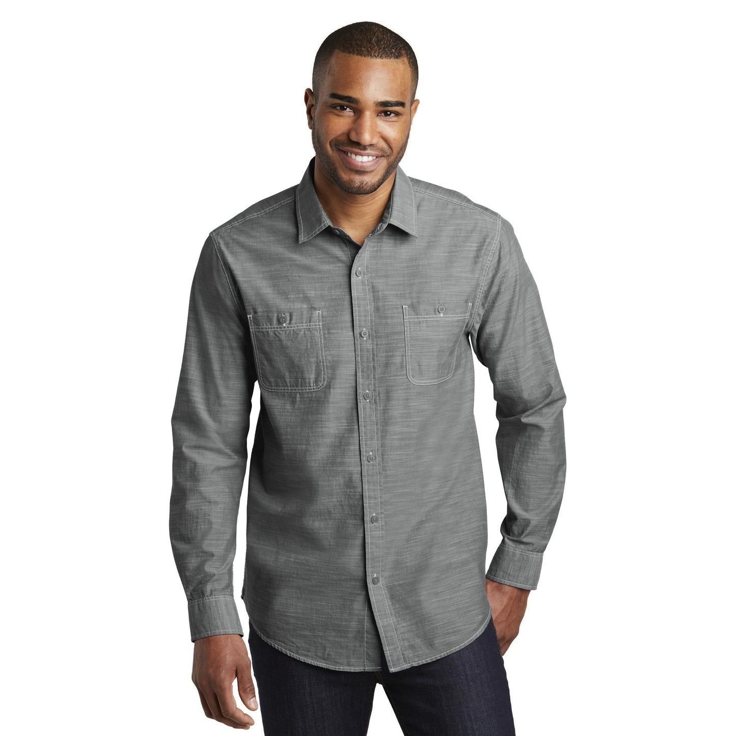 Grey Casual Button Up Shirts - Port Authority - Stylish Fit