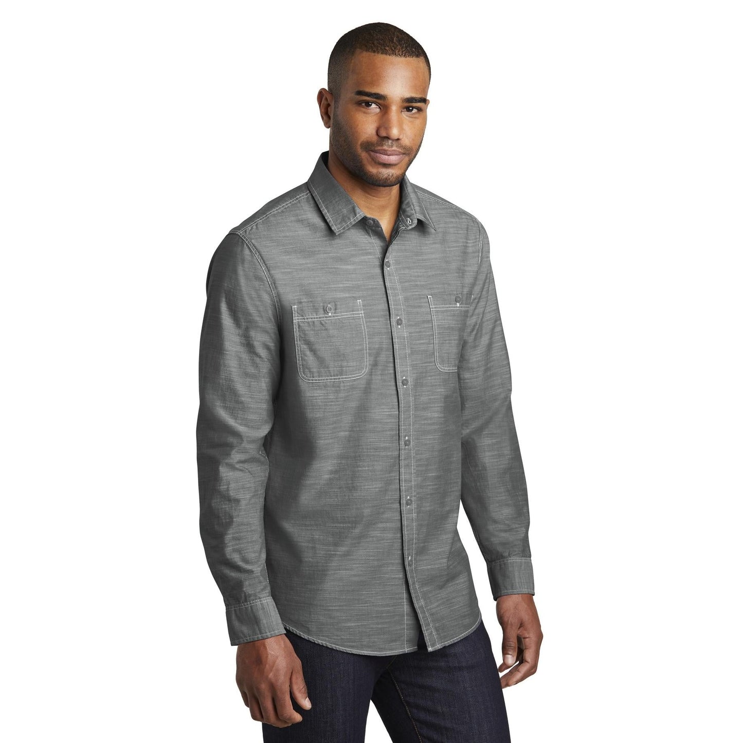 Grey Casual Button Up Shirts - Port Authority - Stylish Fit
