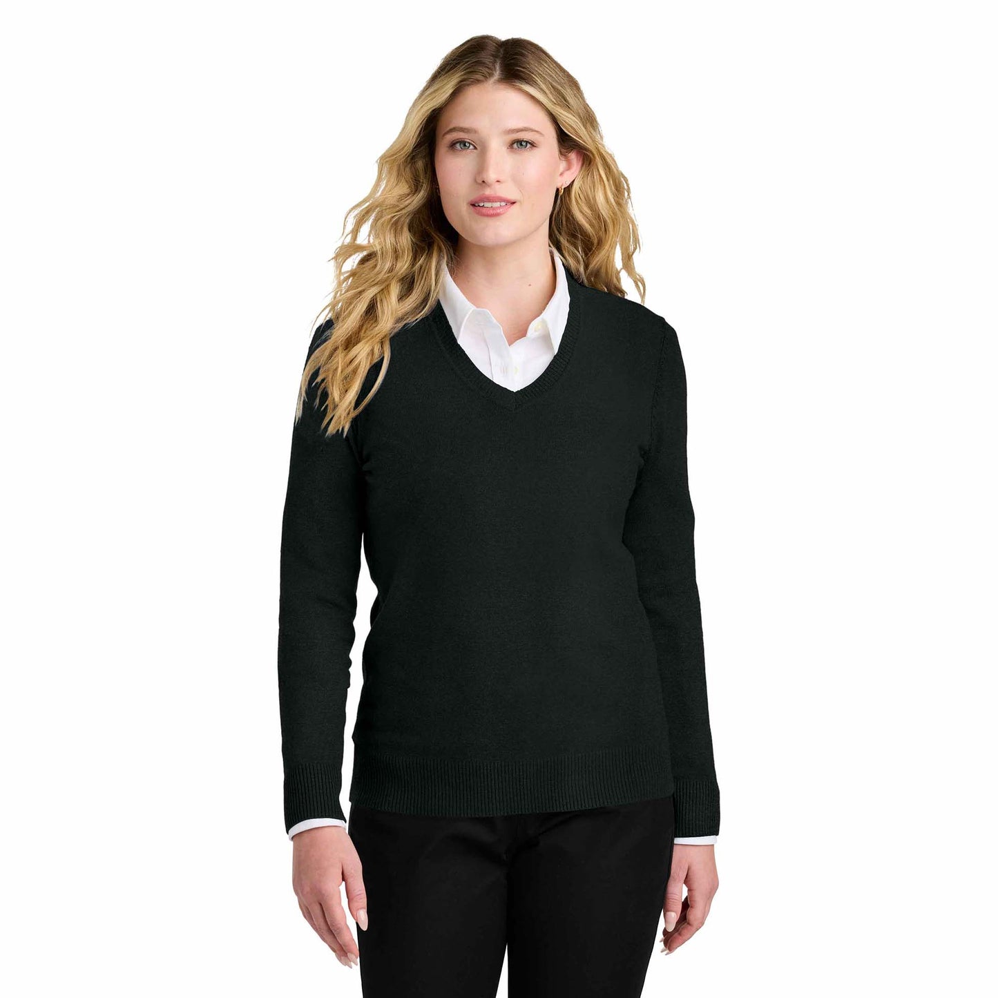 Aegean Blue Sweater - Port Authority - V-Neck Design