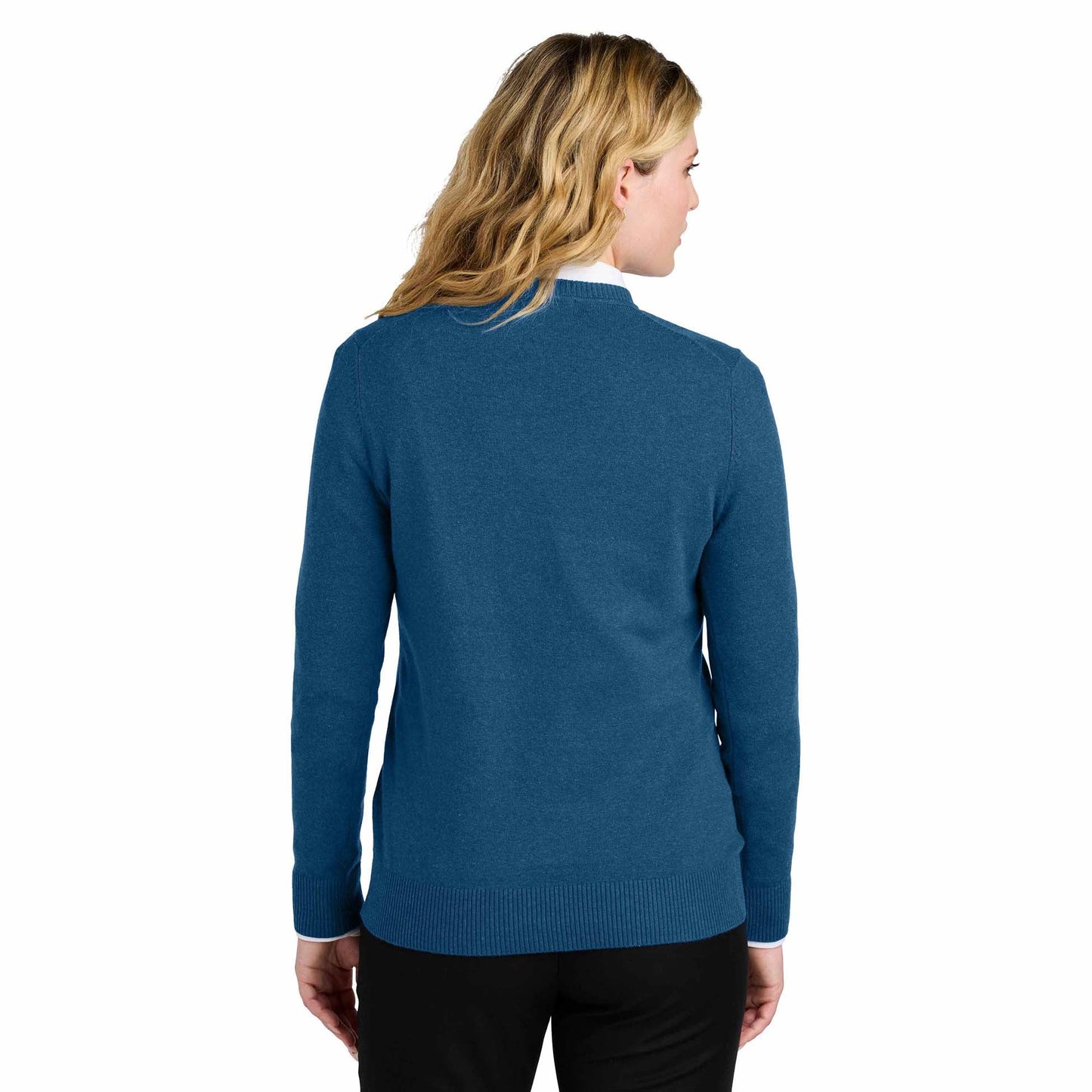 Aegean Blue Sweater - Port Authority - V-Neck Design