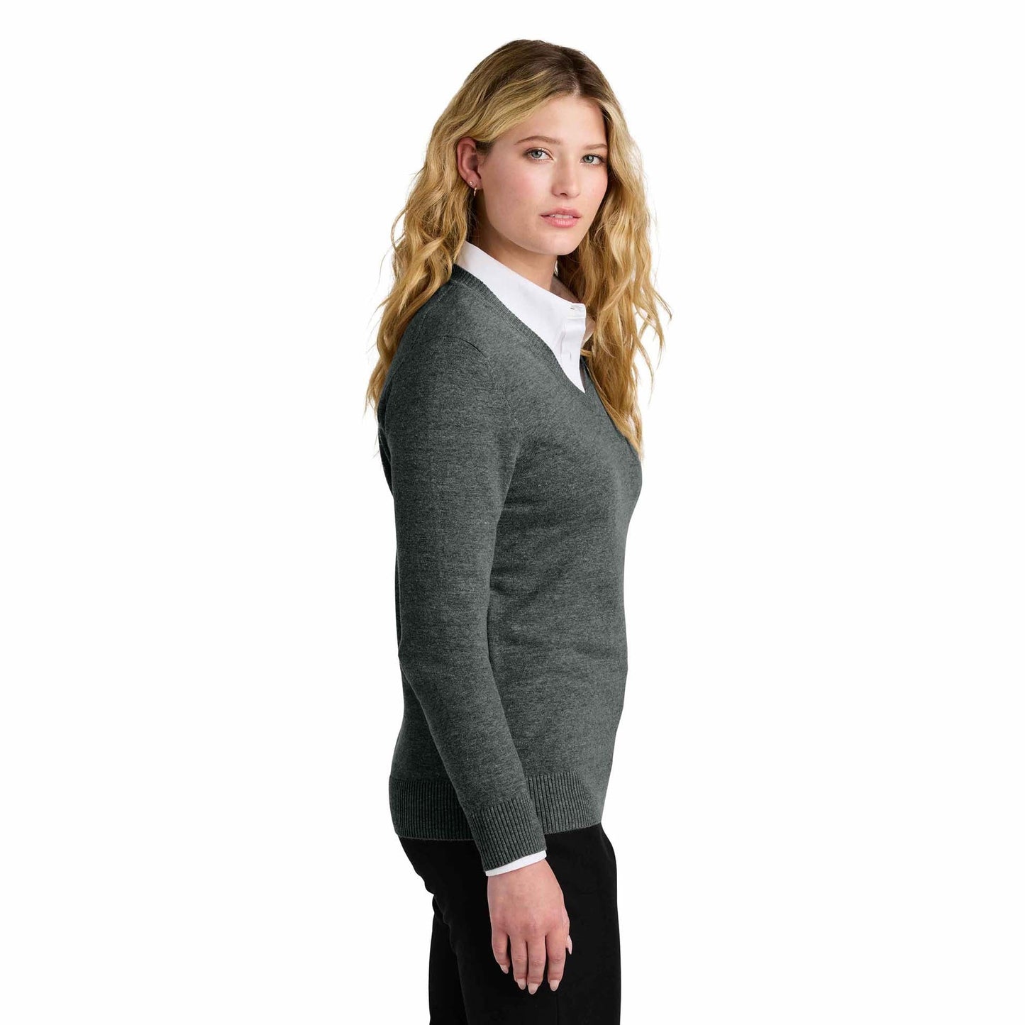 Aegean Blue Sweater - Port Authority - V-Neck Design