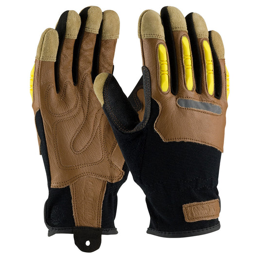Black/Tan Leather Gloves - PIP - Impact Protection