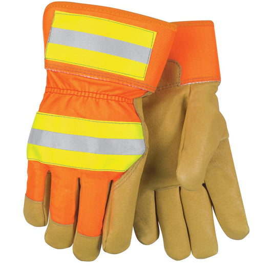 Reflective Back Leather Gloves - MCR Safety - Durable Design