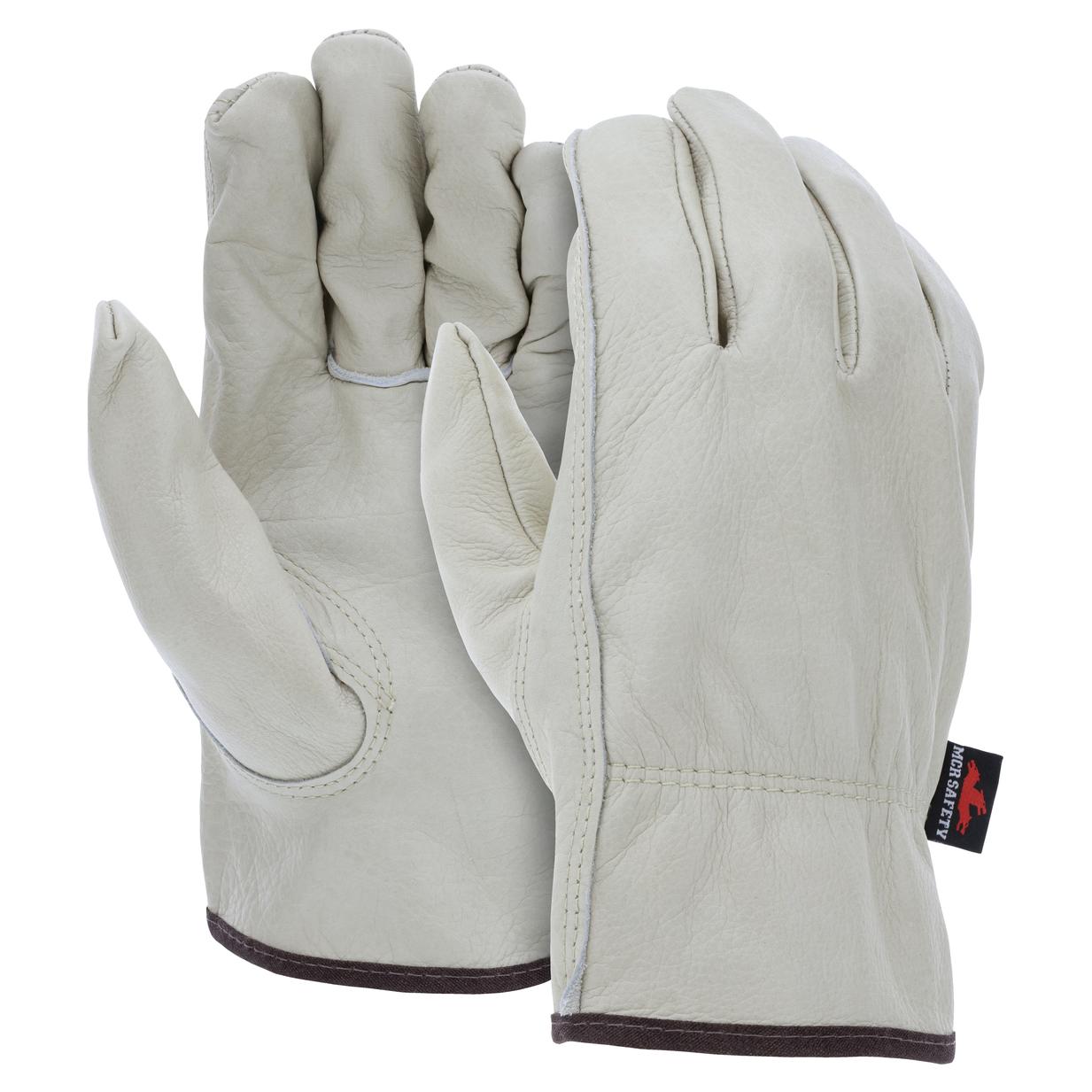 Natural Leather Gloves - MCR Safety - Durable Cowhide