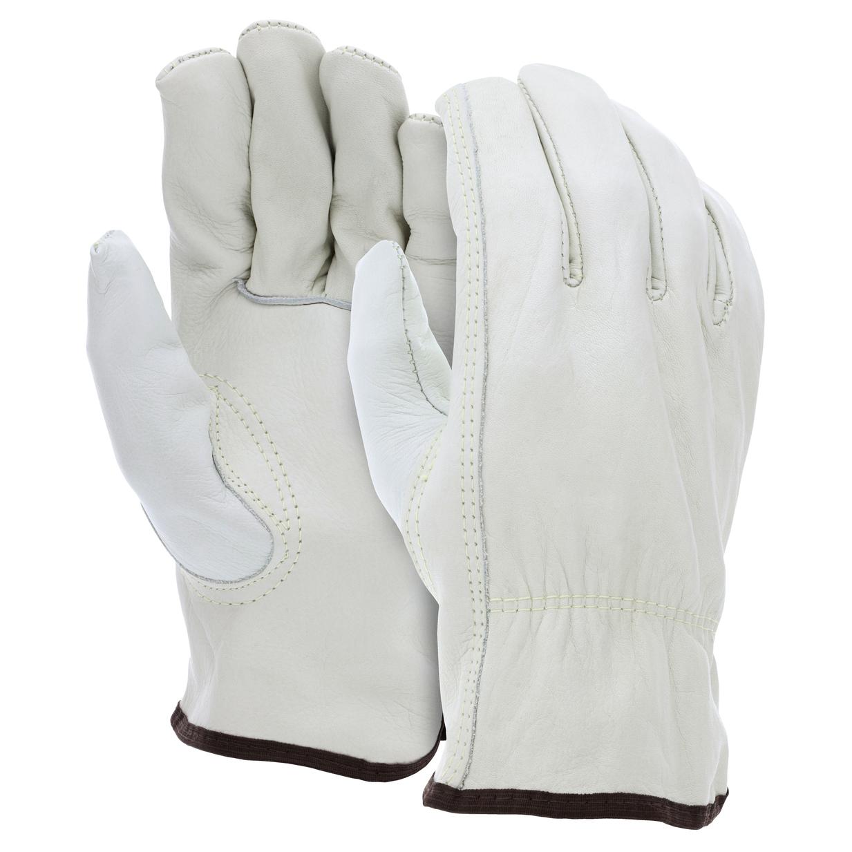 White Leather Gloves - MCR Safety - Durable Cow Grain