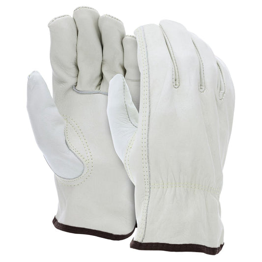 White Leather Gloves - MCR Safety - Durable Cow Grain