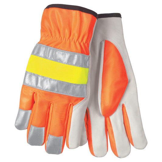 Orange/White Leather Gloves - MCR Safety - Premium Quality