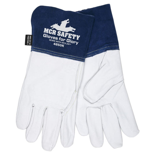 White Leather Gloves - MCR Safety - Goat Skin Quality
