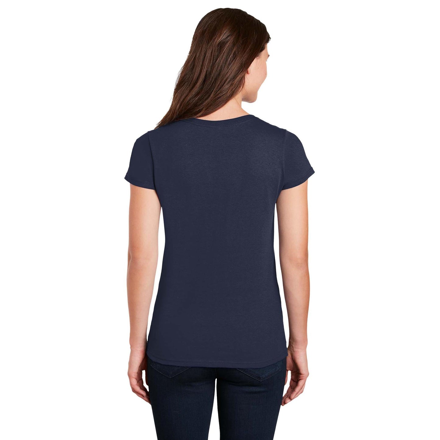 White T-Shirts - Gildan - Stylish Cotton V-Neck - Fashion Fit