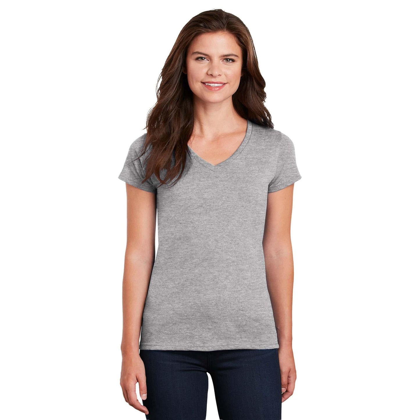 White T-Shirts - Gildan - Stylish Cotton V-Neck - Fashion Fit