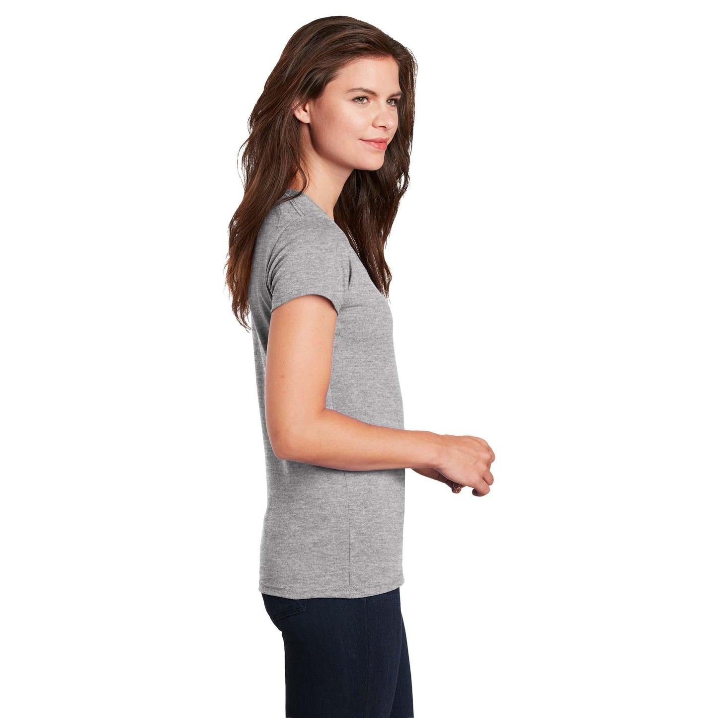 White T-Shirts - Gildan - Stylish Cotton V-Neck - Fashion Fit