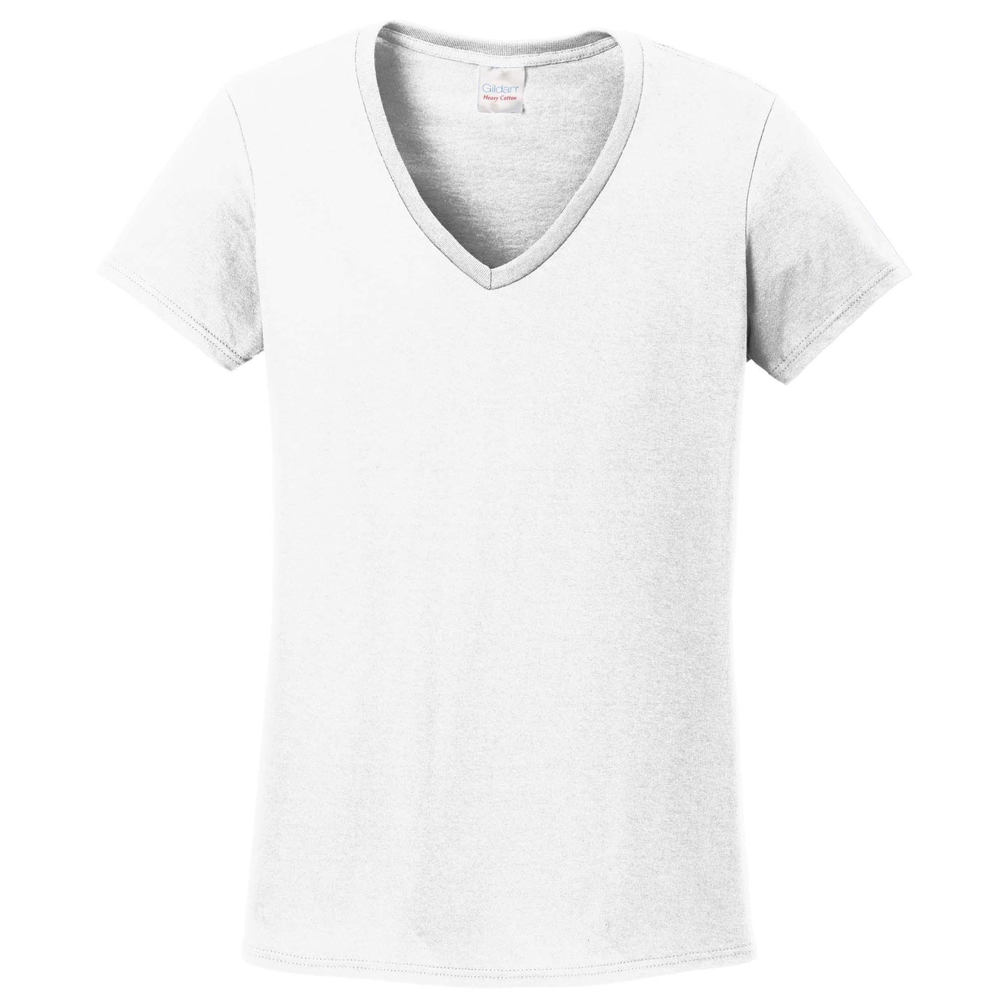 White T-Shirts - Gildan - Stylish Cotton V-Neck - Fashion Fit