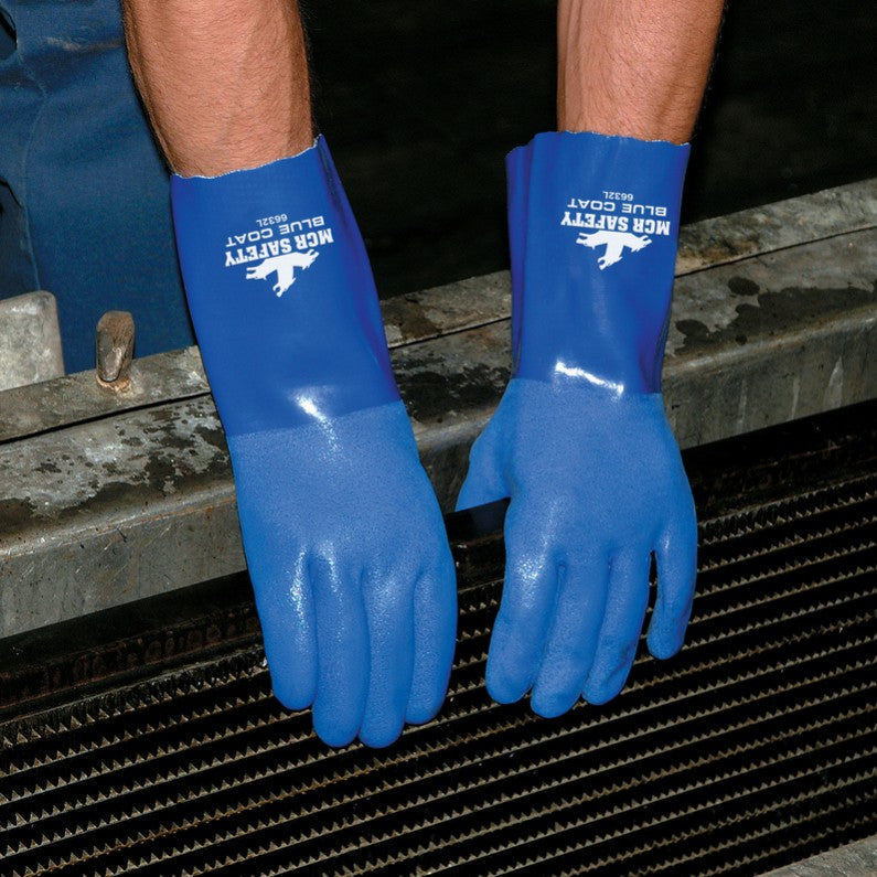 12" Gauntlet Cuffs Rubber Gloves - MCR Safety - PVC Coated