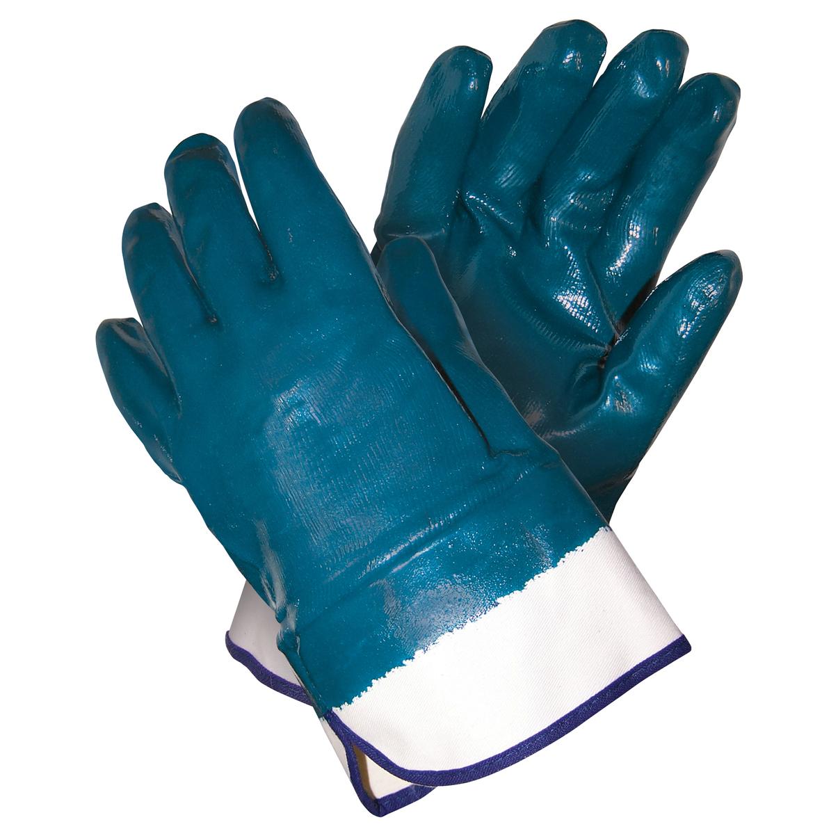 Safety Cuff Cotton Gloves - MCR Safety - Nitrile Coated