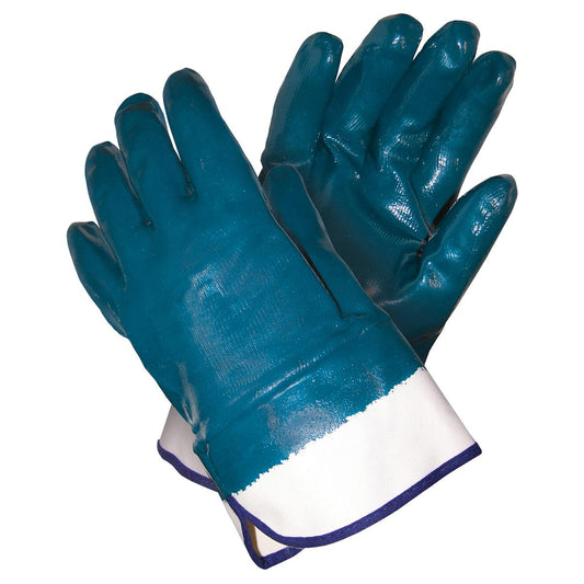 Safety Cuff Cotton Gloves - MCR Safety - Nitrile Coated