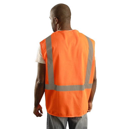 Orange Safety Vest - OK-1 - ANSI Polyester Mesh