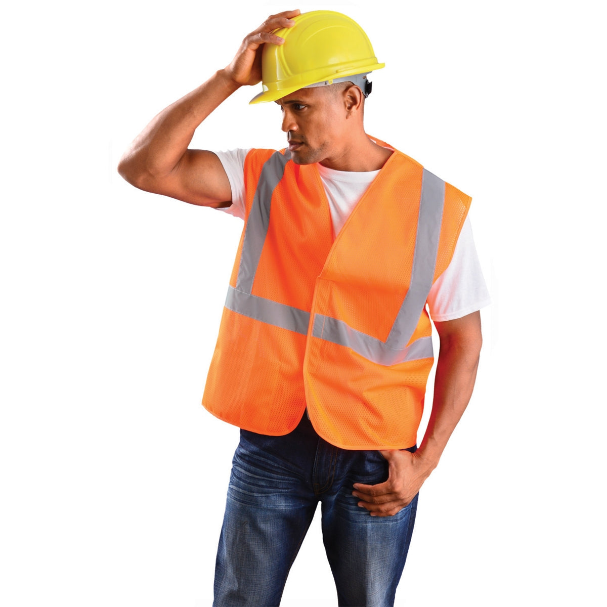 Orange Safety Vest - OK-1 - ANSI Polyester Mesh