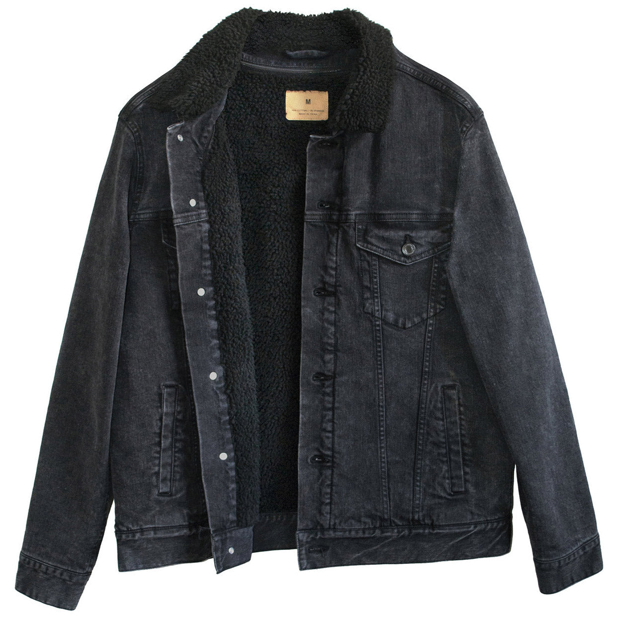 Black Denim Jacket - Threadfast - Sherpa Lined