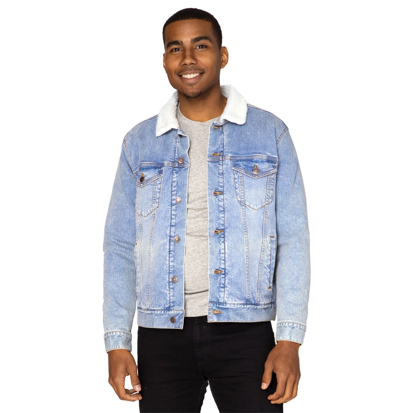 Black Denim Jacket - Threadfast - Sherpa Lined