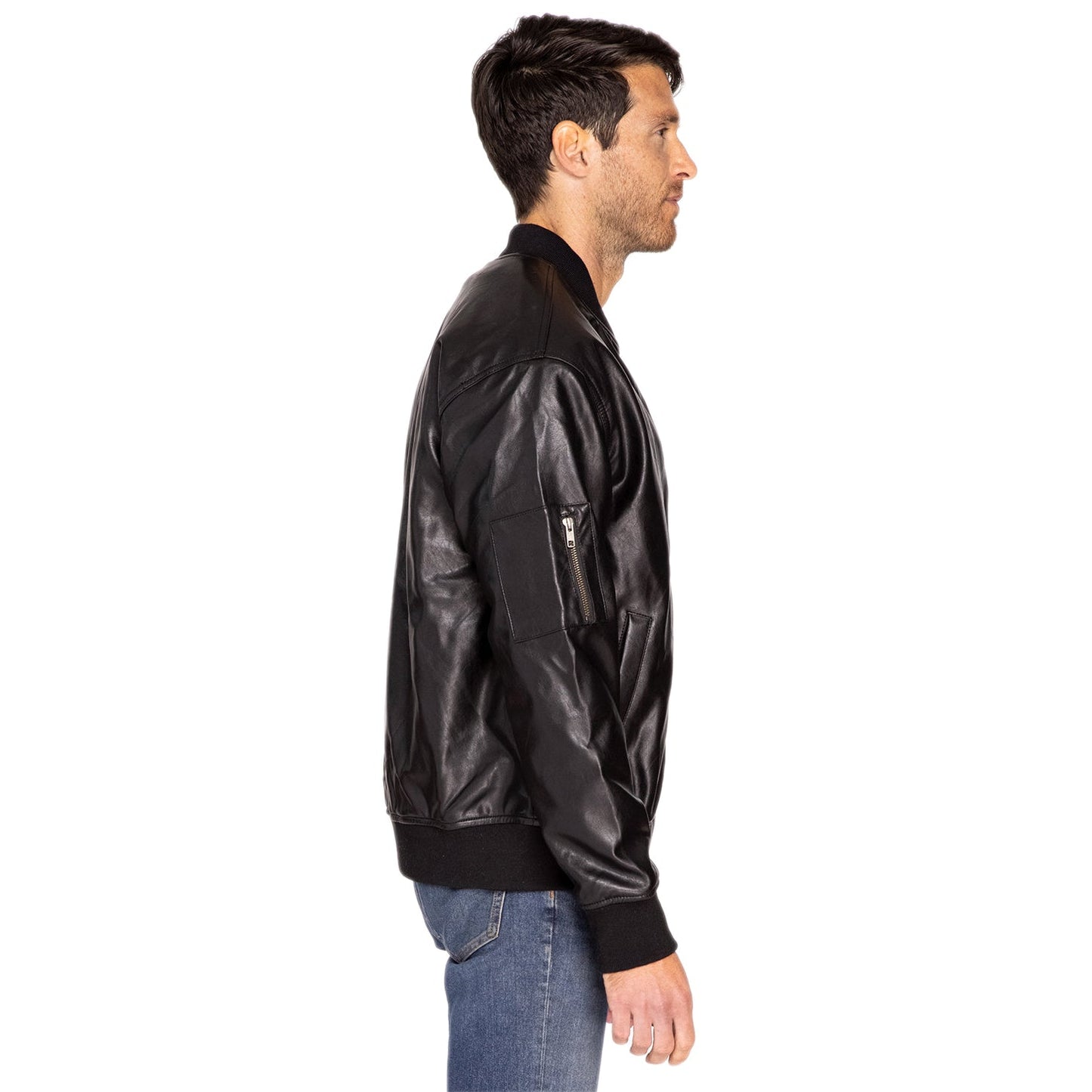 Black Vegan Leather Jacket - Threadfast - Stylish Bomber