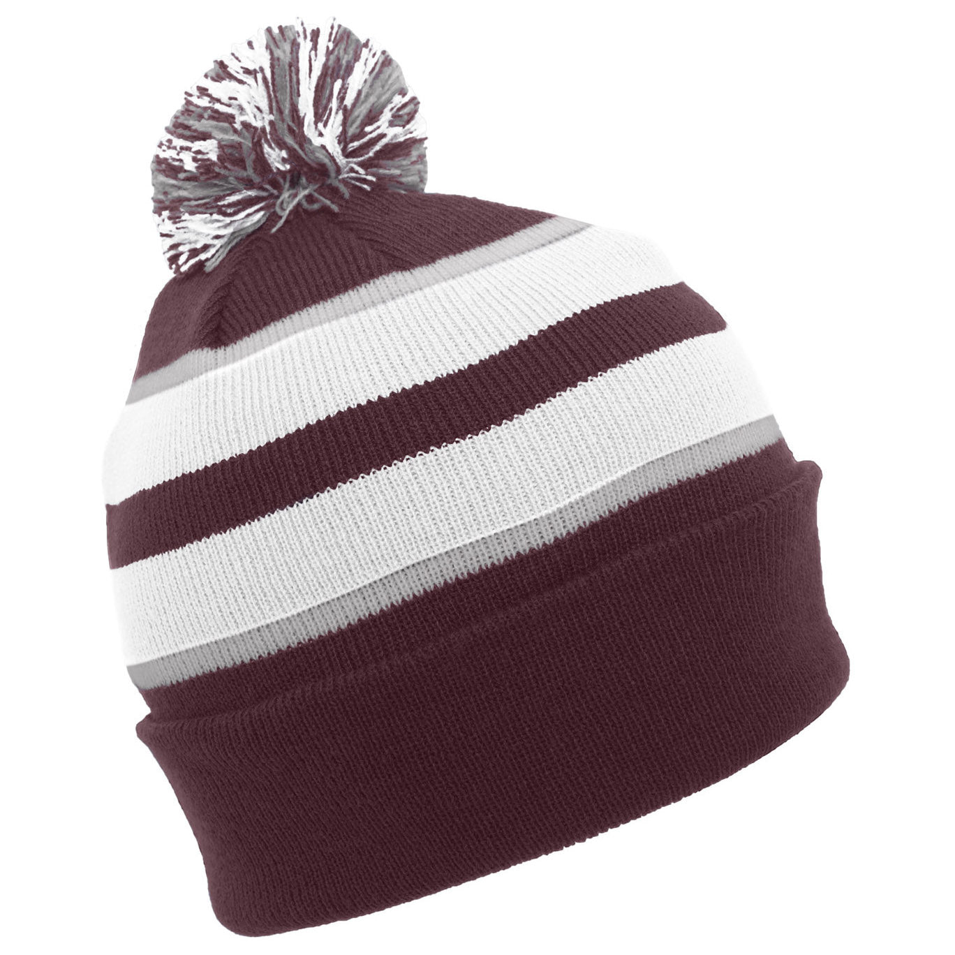 Black/Red Beanies - Pacific Headwear - Stylish Knit Pom-Pom