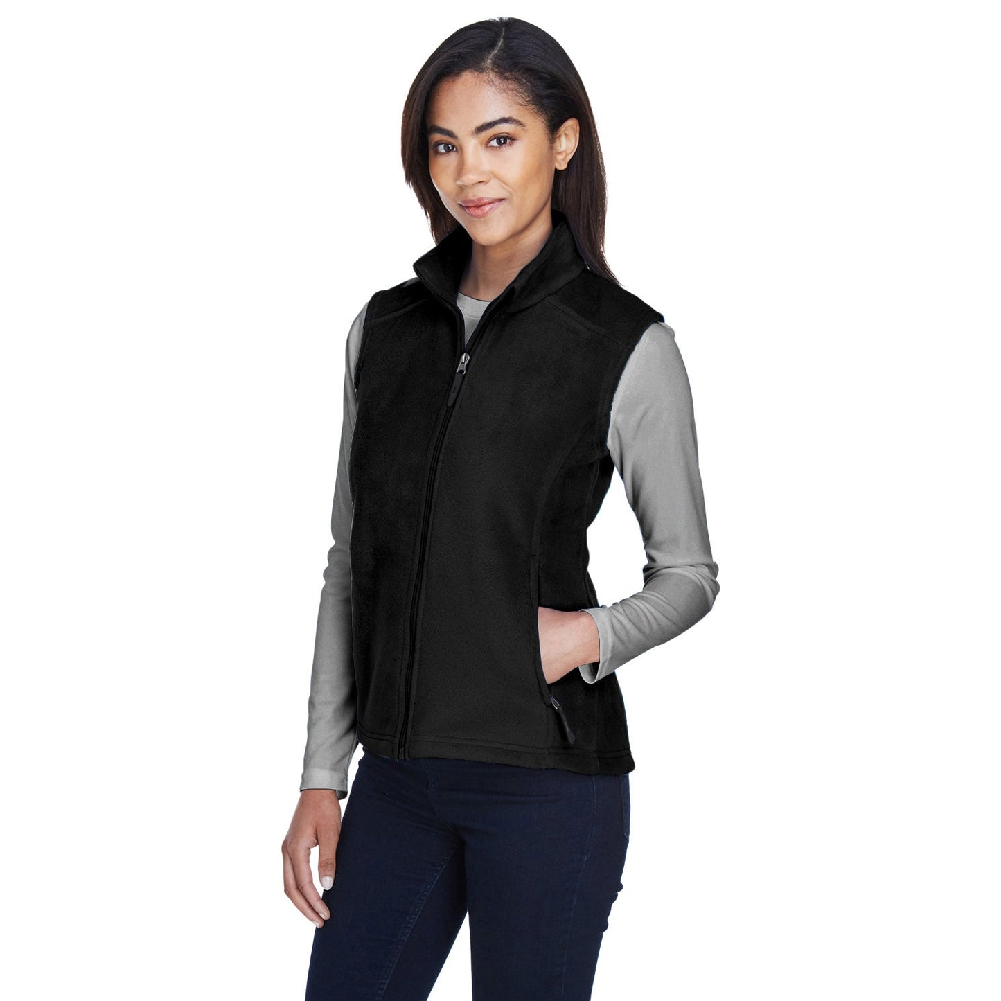 Black Fleece Vest - Core 365 - Warm Chin Guard - Cozy Wear