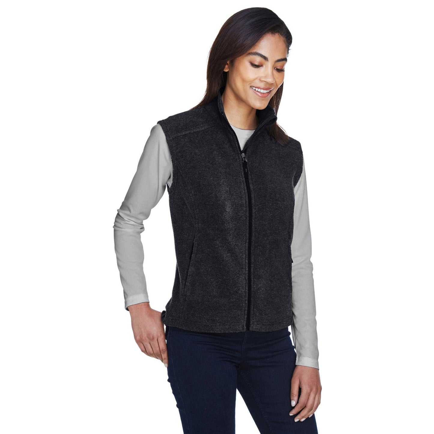 Black Fleece Vest - Core 365 - Warm Chin Guard - Cozy Wear