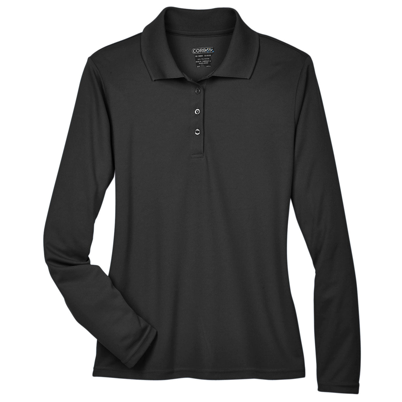 Black Performance Polo - Core 365 - Moisture-wicking