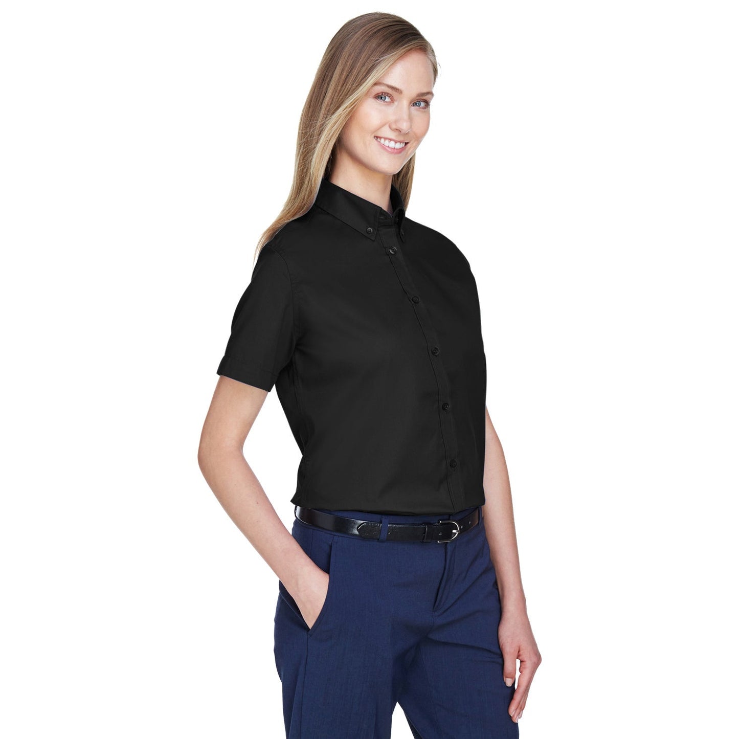 Black Button Up Shirts - Core 365 - Short Sleeve Twill