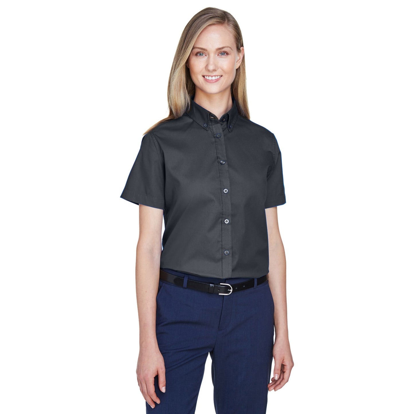 Black Button Up Shirts - Core 365 - Short Sleeve Twill