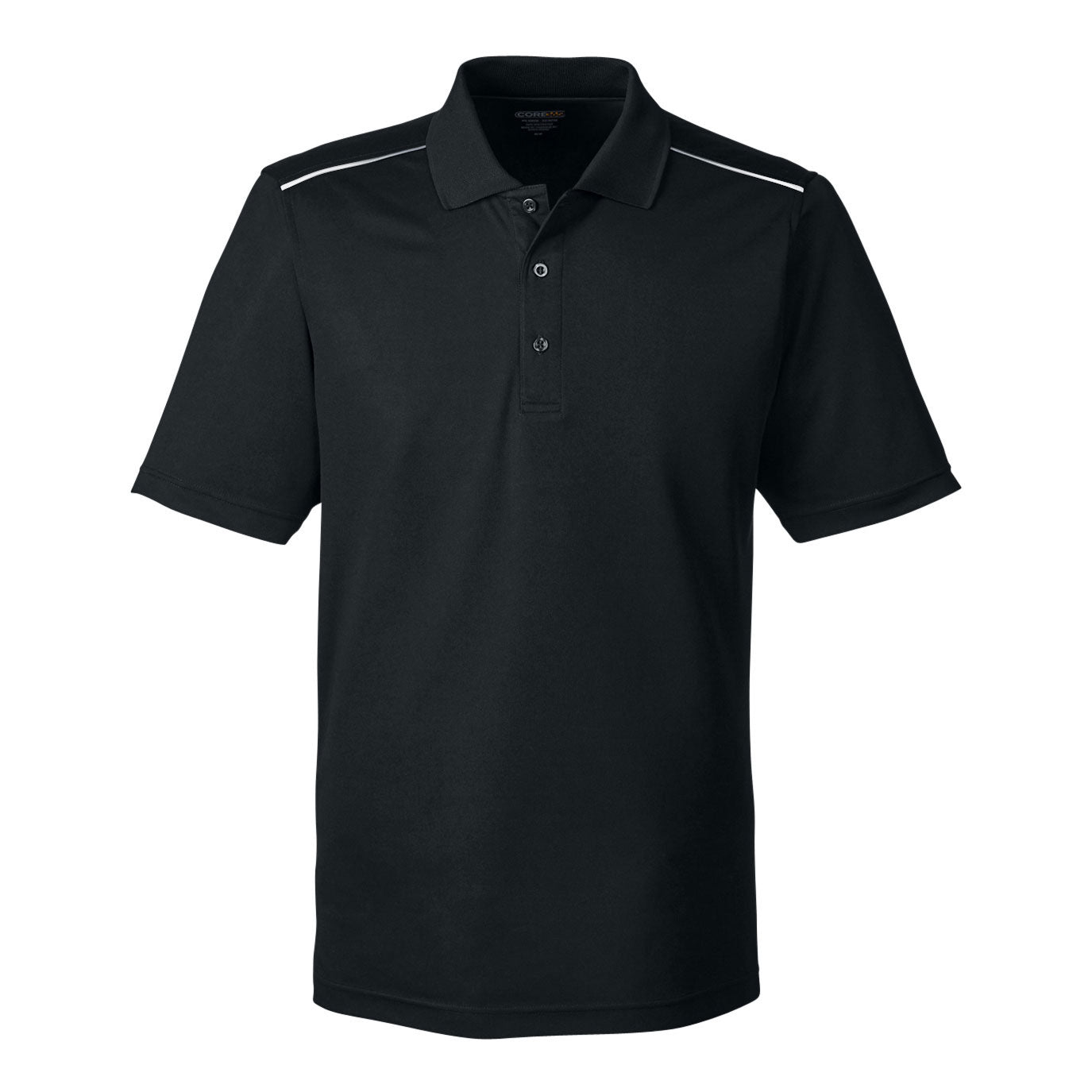 Black Polo Shirt - Core 365 - Reflective Piping Performance