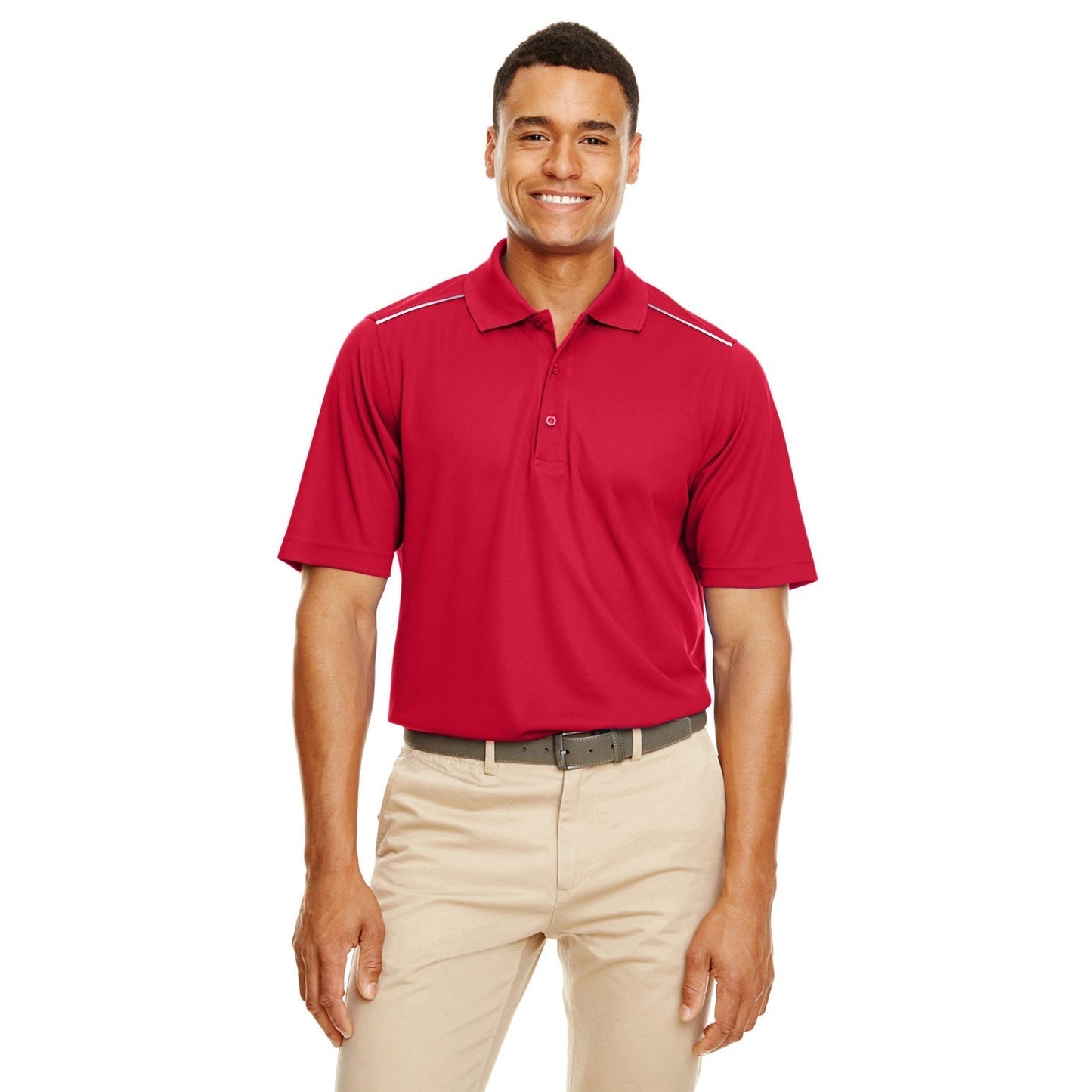 Black Polo Shirt - Core 365 - Reflective Piping Performance
