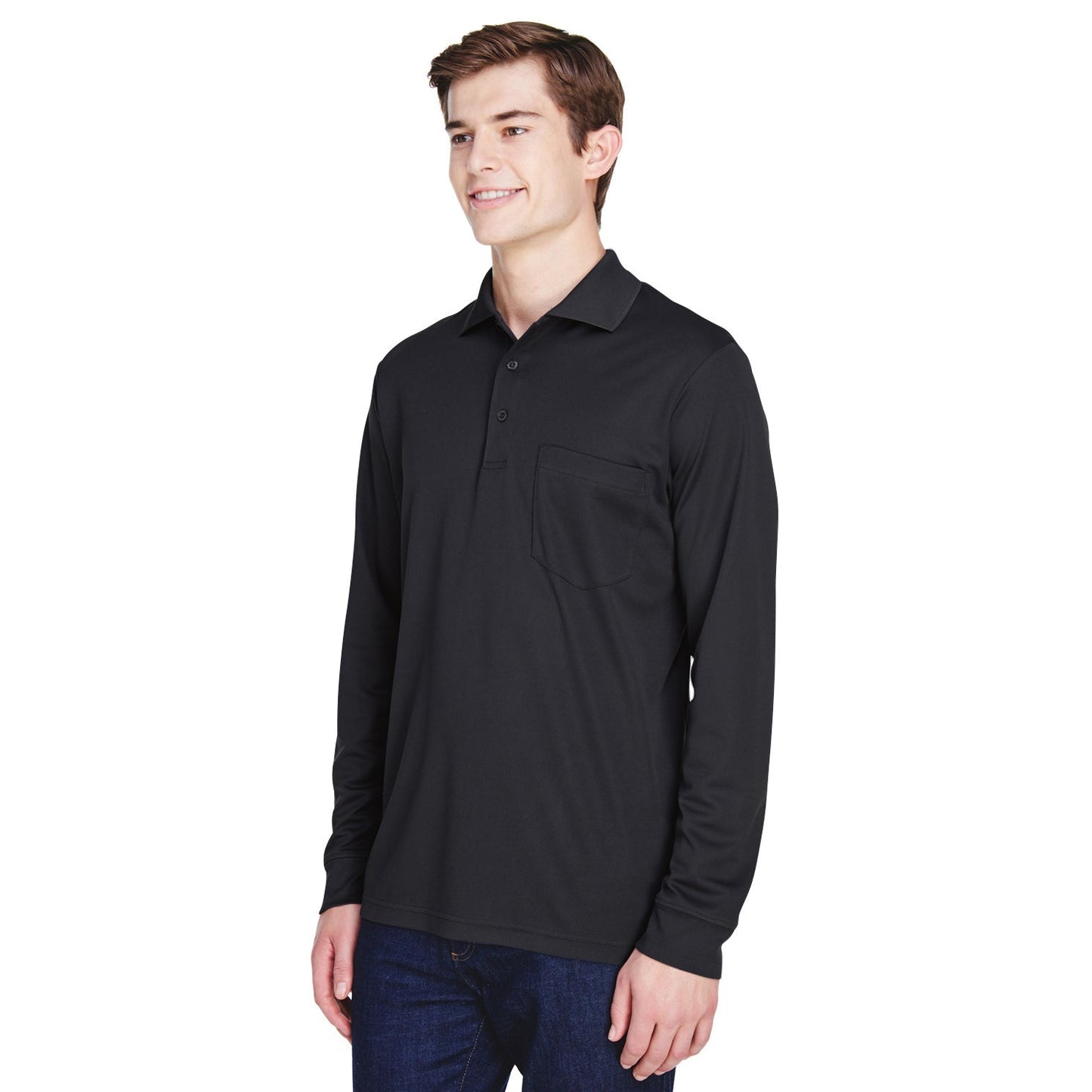 Black Performance Polo - Core 365 - Moisture Wicking