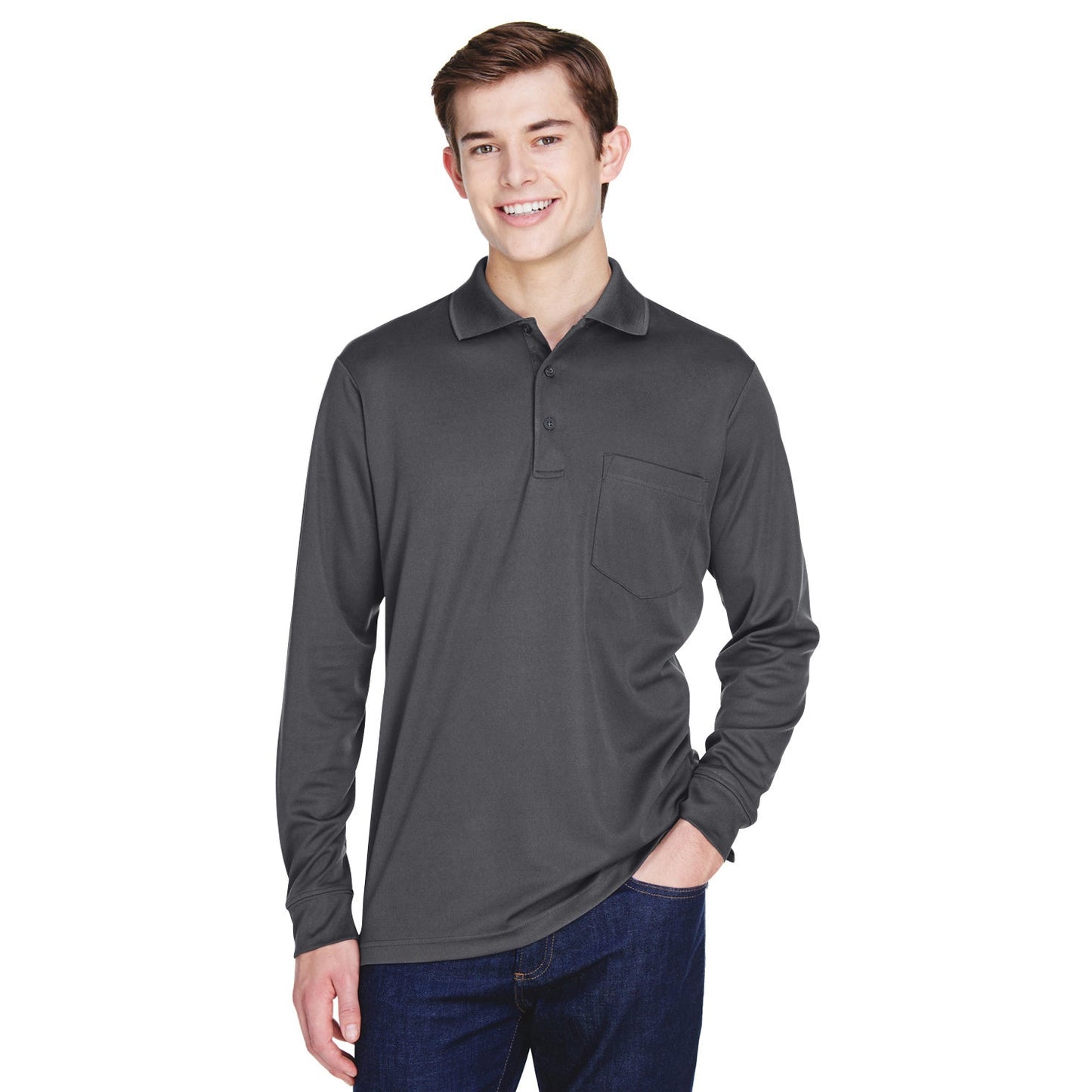 Black Performance Polo - Core 365 - Moisture Wicking