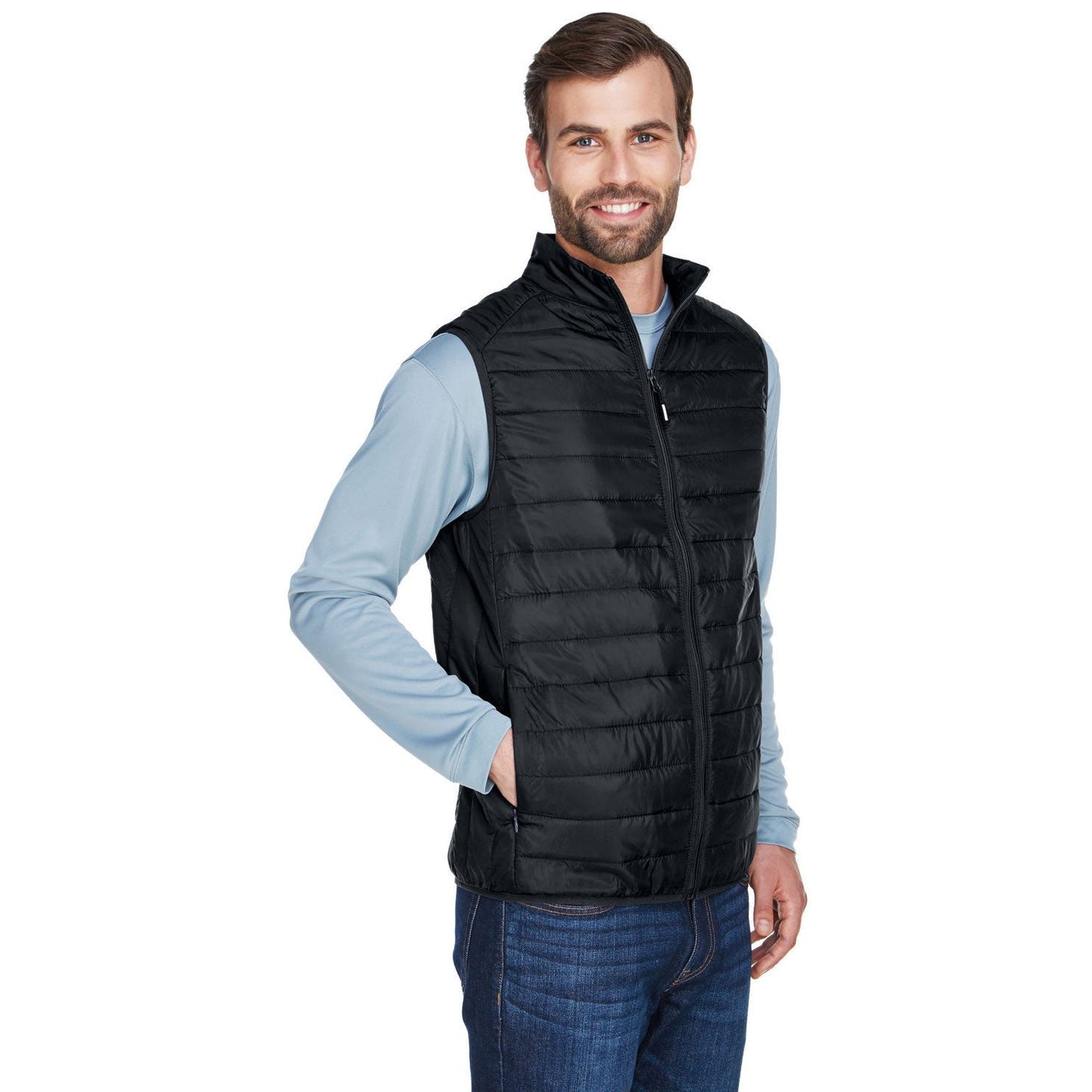 Black Puffer Vest - Core 365 - Packable Design