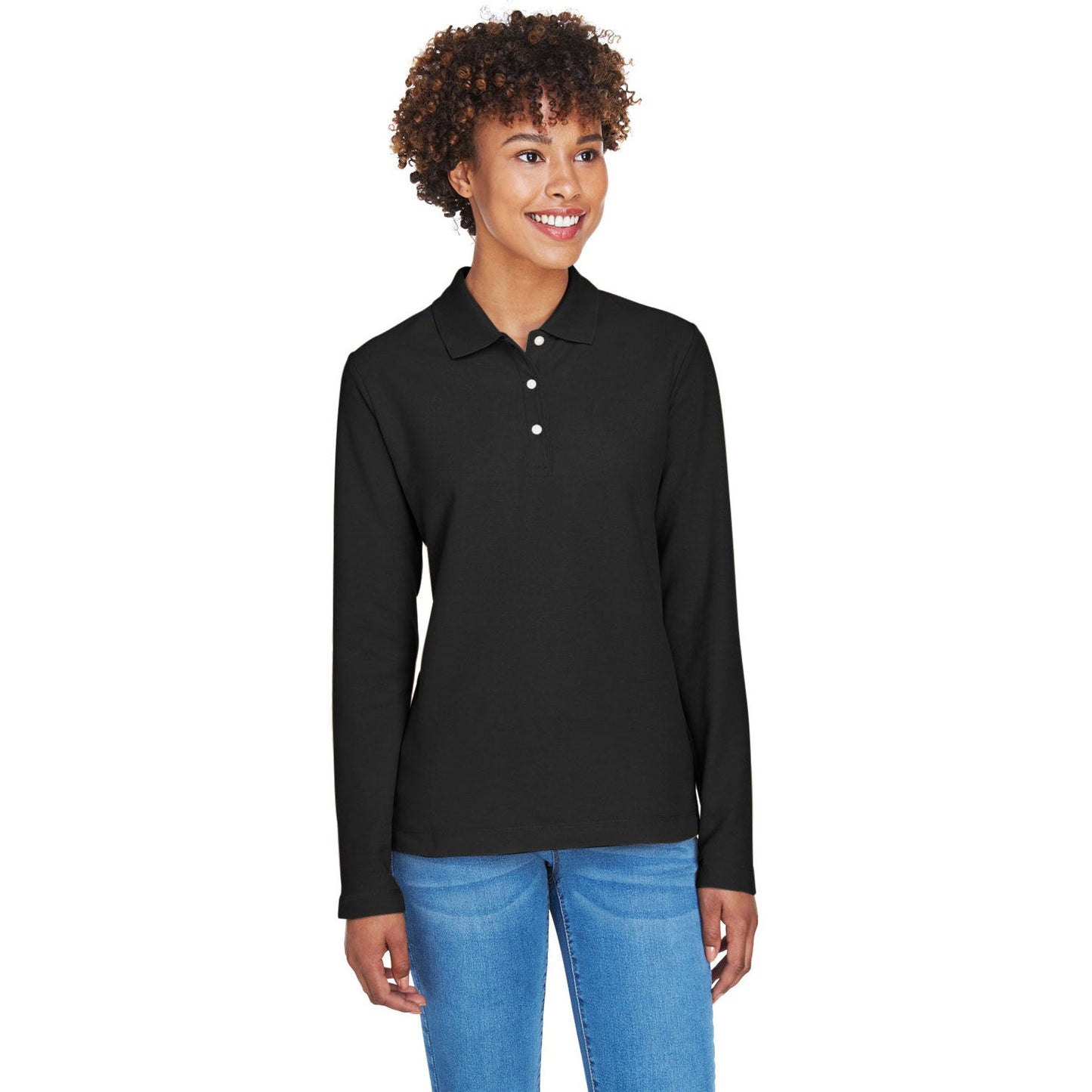 Black Polo Shirt - Devon & Jones - Pima Cotton Comfort