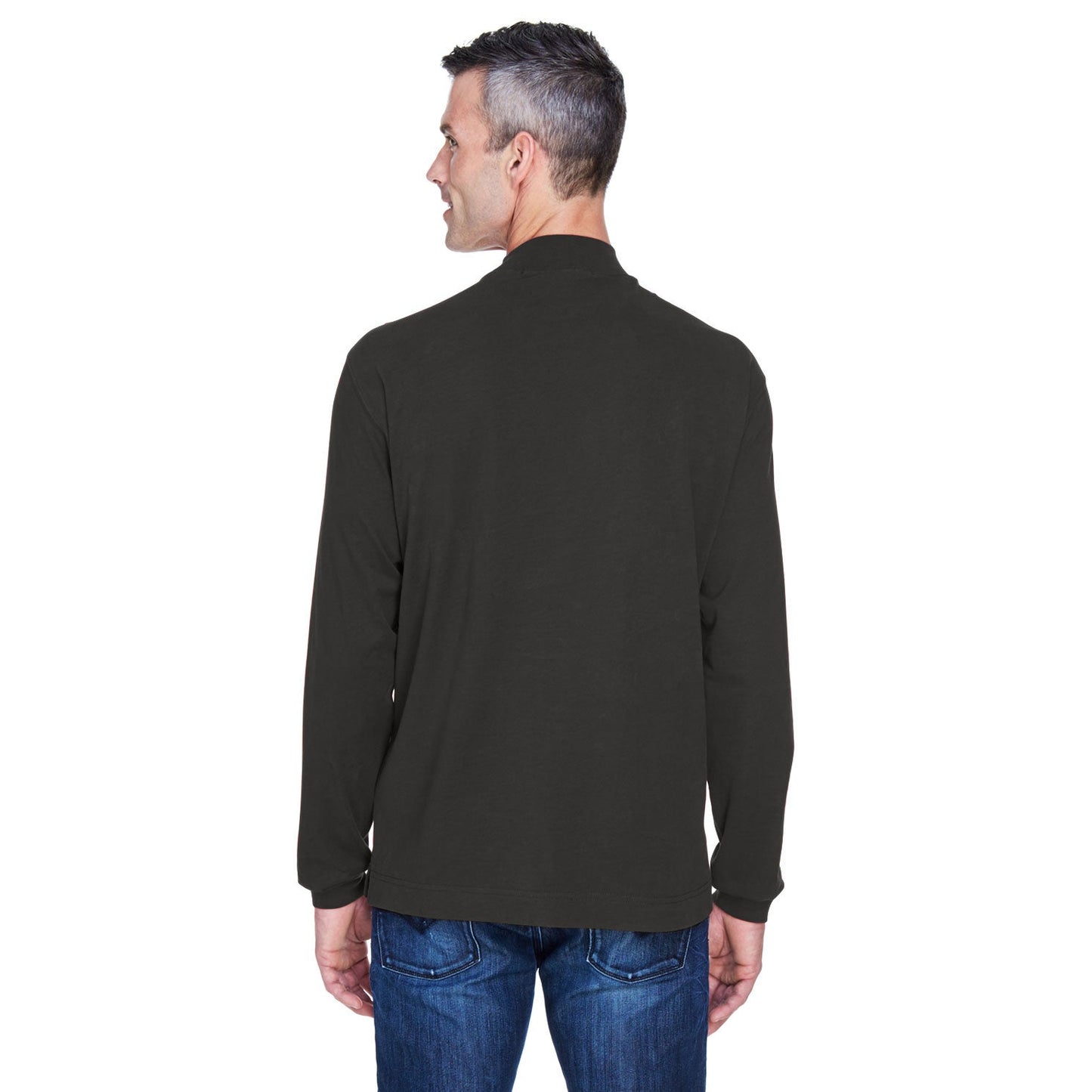 Black Sweatshirts - Soft Mock Turtleneck - Devon & Jones - Cotton Comfort