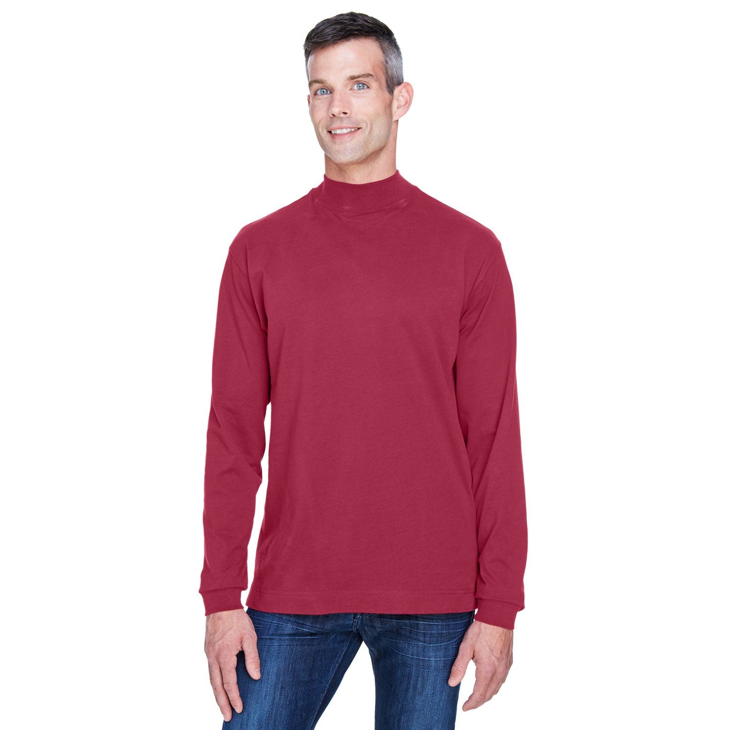 Black Sweatshirts - Soft Mock Turtleneck - Devon & Jones - Cotton Comfort