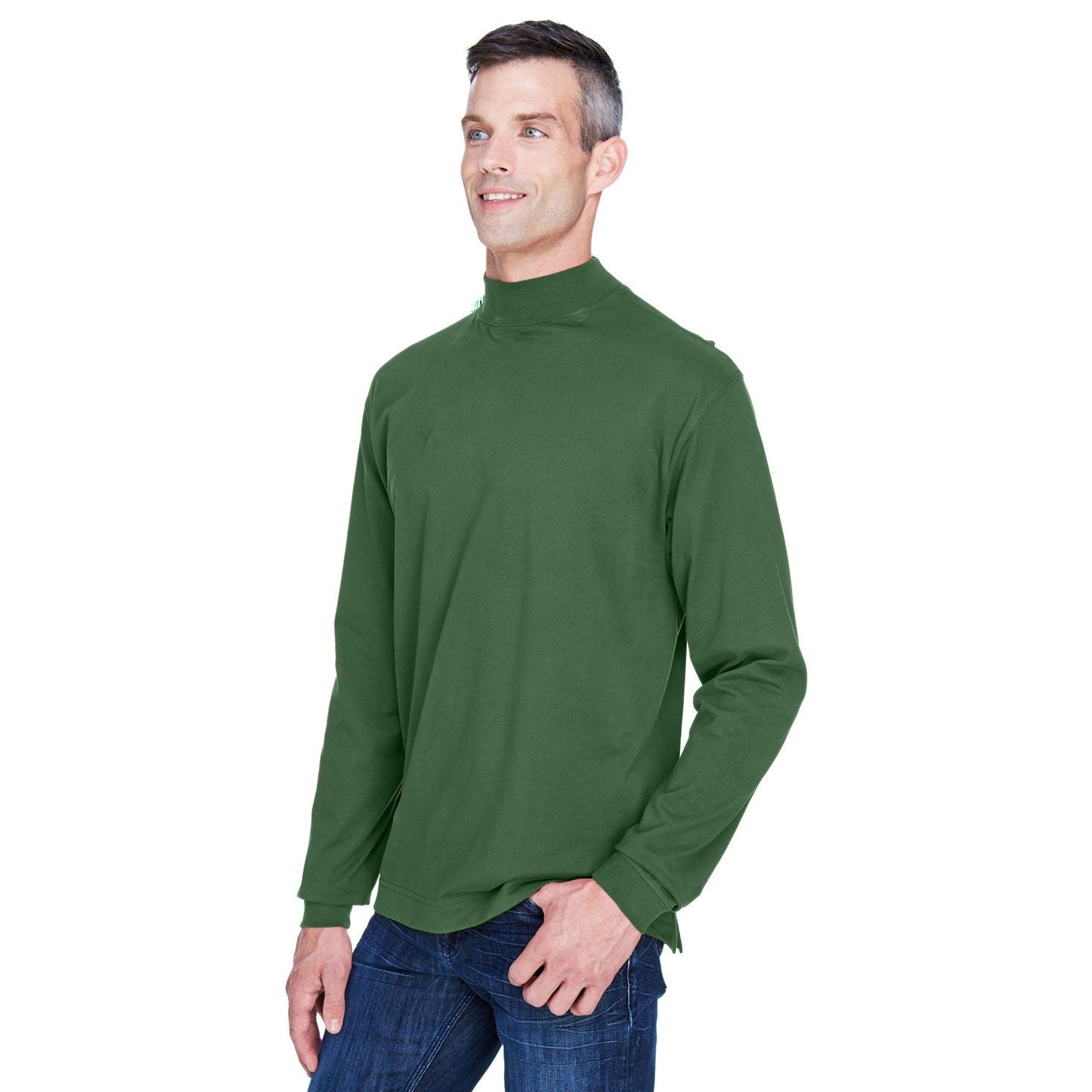 Black Sweatshirts - Soft Mock Turtleneck - Devon & Jones - Cotton Comfort