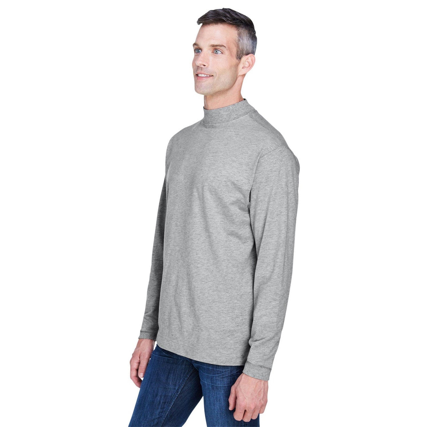 Black Sweatshirts - Soft Mock Turtleneck - Devon & Jones - Cotton Comfort