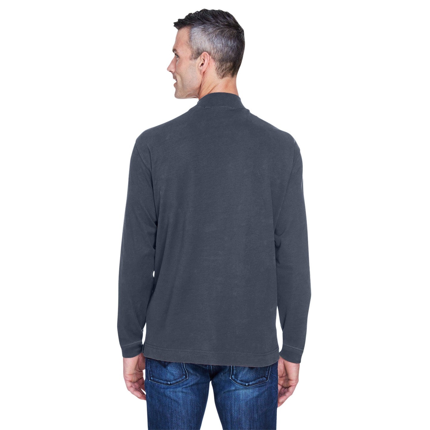 Black Sweatshirts - Soft Mock Turtleneck - Devon & Jones - Cotton Comfort