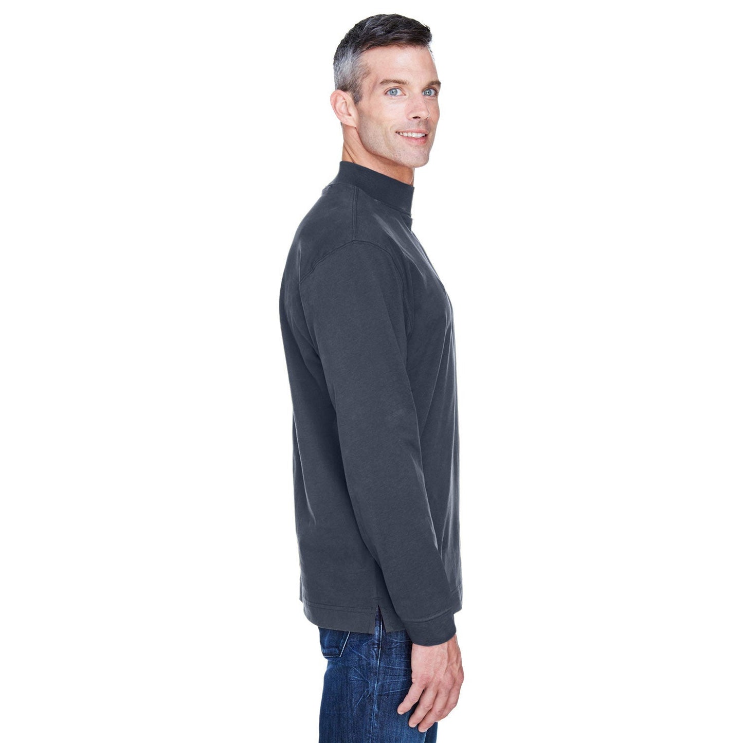 Black Sweatshirts - Soft Mock Turtleneck - Devon & Jones - Cotton Comfort