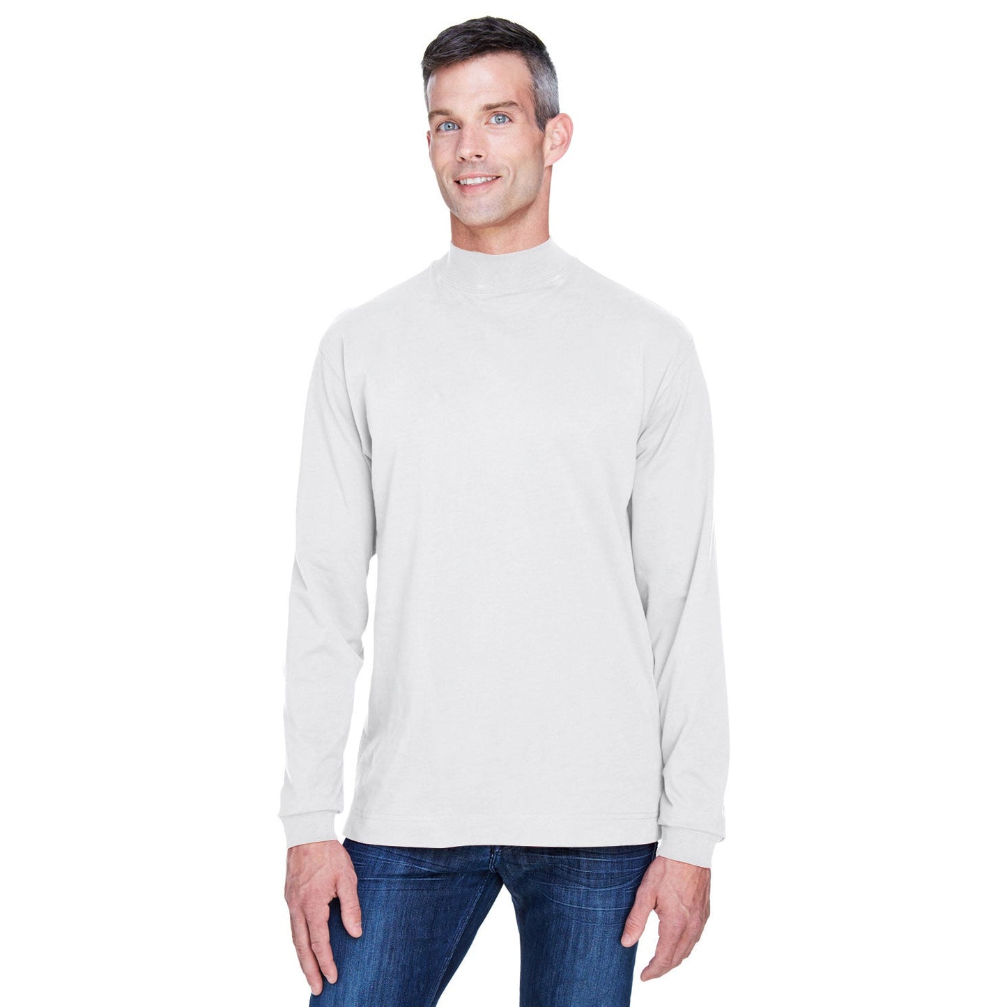 Black Sweatshirts - Soft Mock Turtleneck - Devon & Jones - Cotton Comfort
