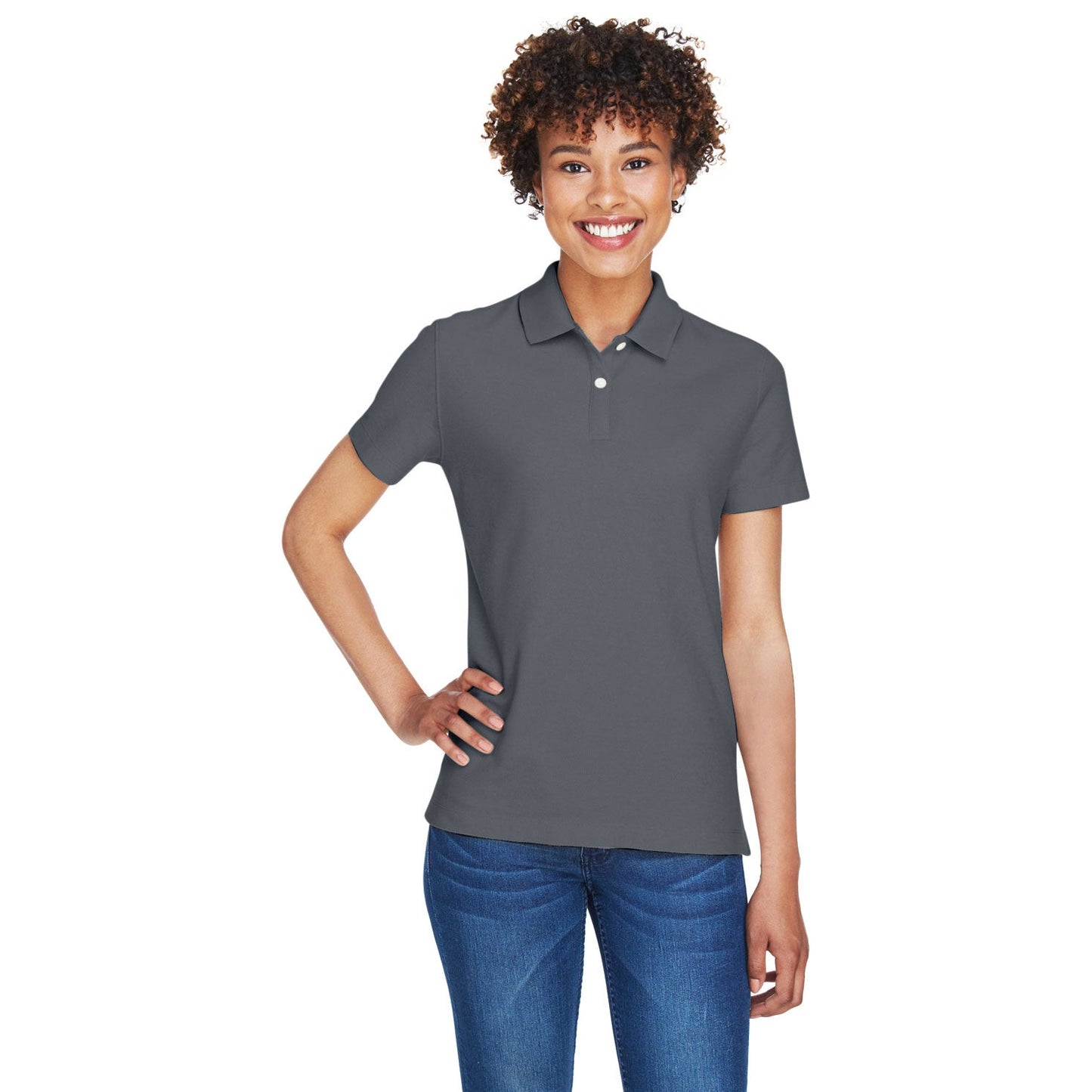 Black Polo Shirts - Devon & Jones - Moisture-Wicking