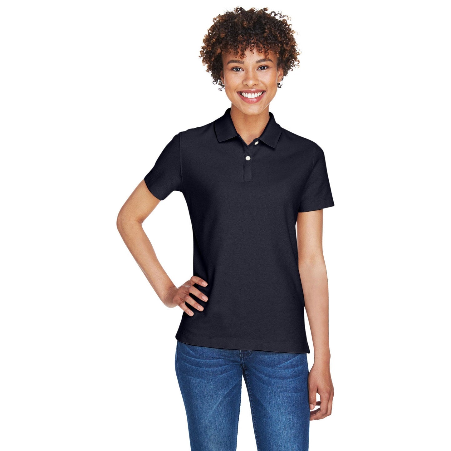 Black Polo Shirts - Devon & Jones - Moisture-Wicking