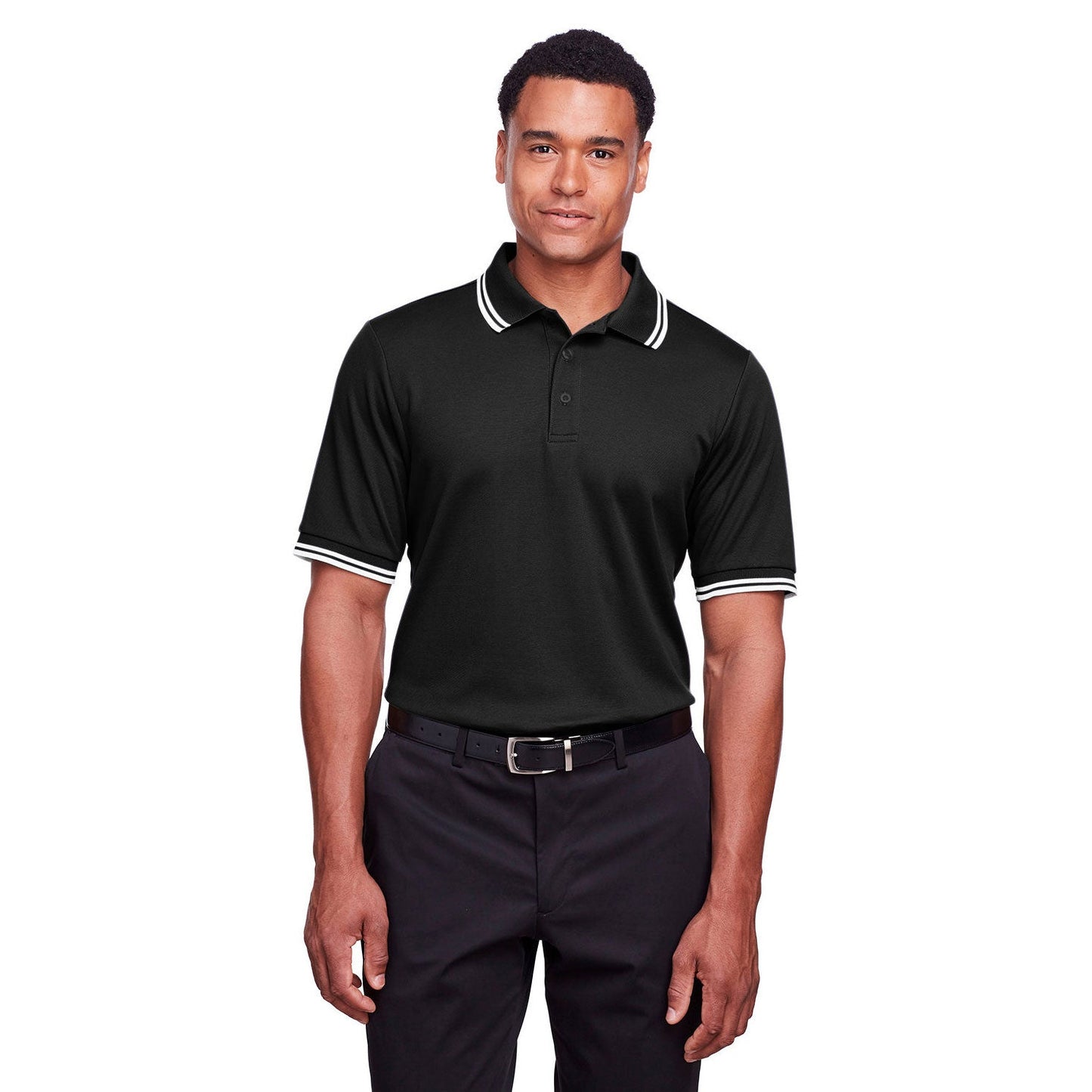 Black/White Polo Shirt - Devon & Jones - Performance Fit