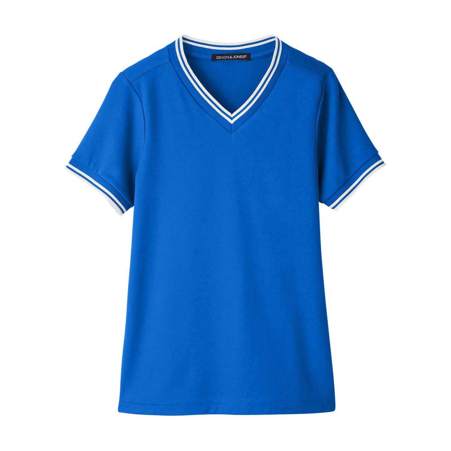 Black/White T-Shirts - Devon & Jones - Stylish V-Neck Top