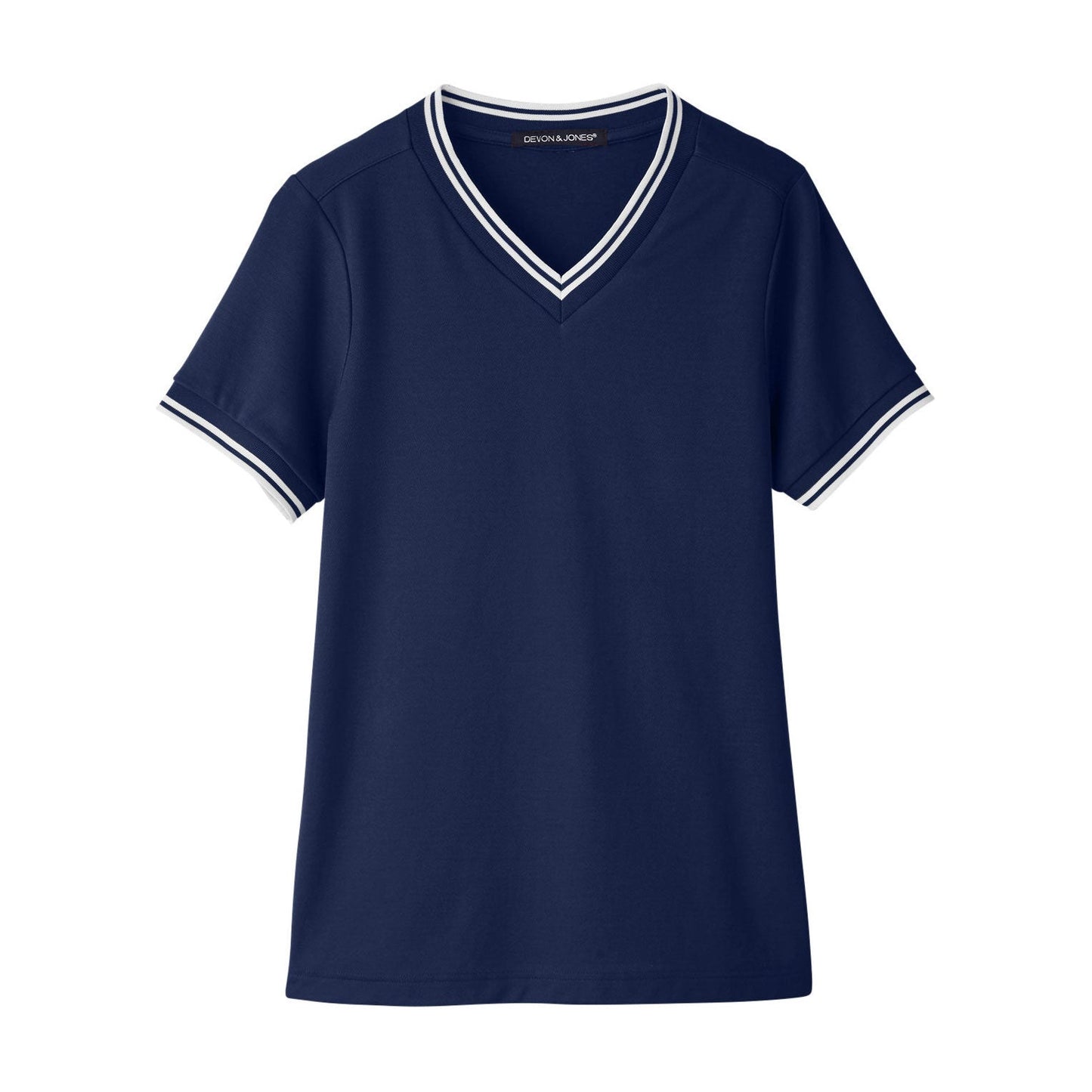 Black/White T-Shirts - Devon & Jones - Stylish V-Neck Top