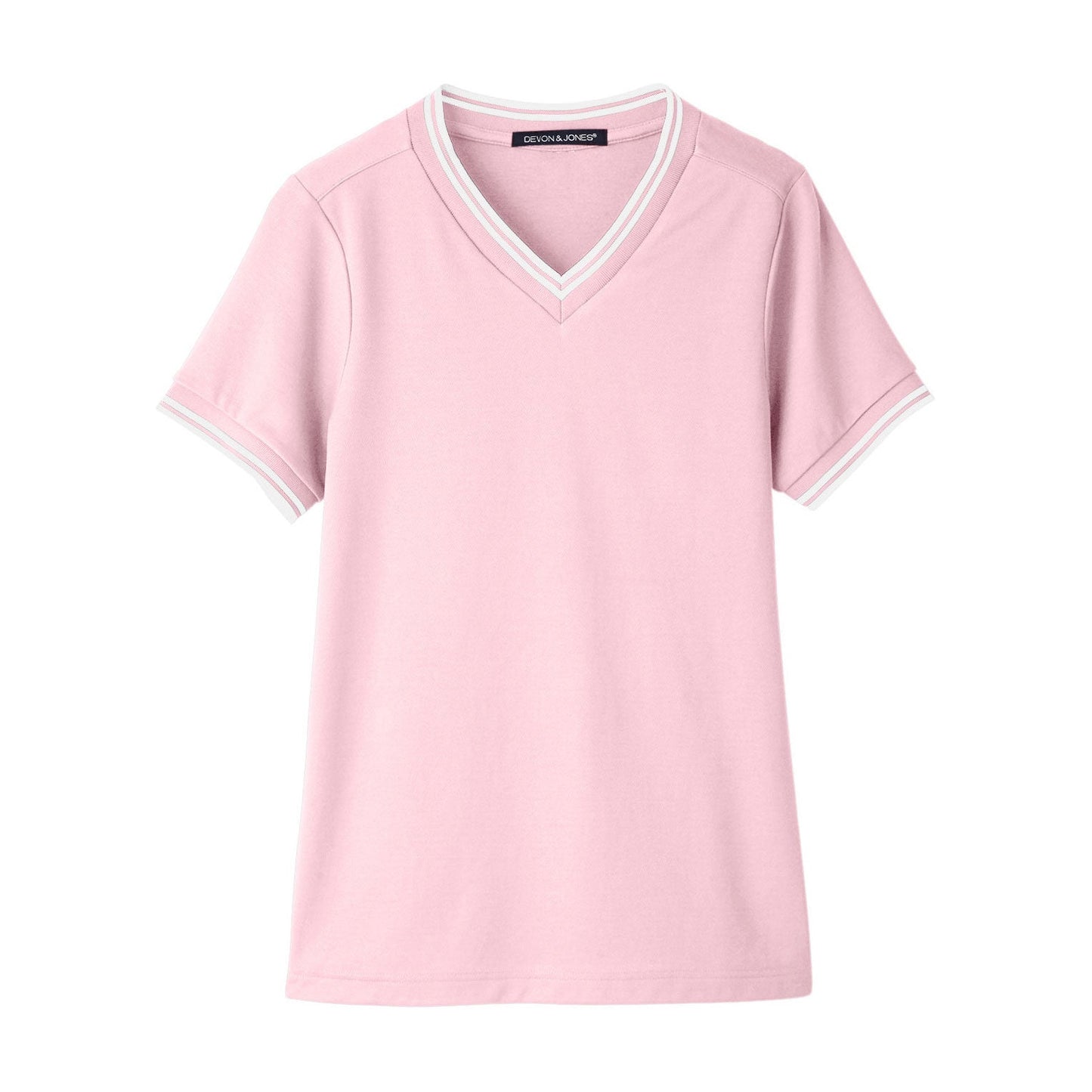 Black/White T-Shirts - Devon & Jones - Stylish V-Neck Top