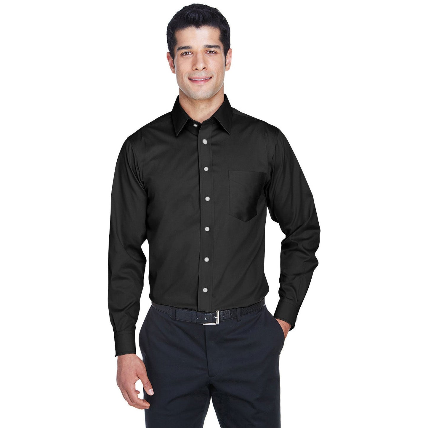 Black Button Up Shirt - Devon & Jones - Solid Stretch Twill